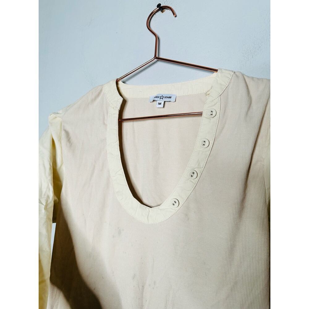 AREA STARS Off White Knit Sweater Scoop Neck Puff Long Sleeves Sweater Size M - Picture 9 of 10